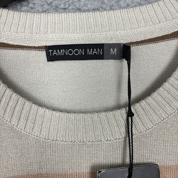y2k vintage Tamnoon Man Men’s Crewneck Preppy Sweater Medium Striped Classic - Picture 4 of 12